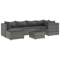Thumbnail for 7-tlg. Garten-Lounge-Set mit Kissen Grau Poly Rattan
