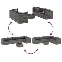 Thumbnail for 7-tlg. Garten-Lounge-Set mit Kissen Grau Poly Rattan