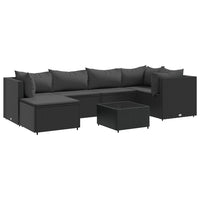 Thumbnail for 7-tlg. Garten-Lounge-Set mit Kissen Schwarz Poly Rattan