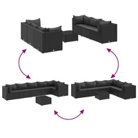 Thumbnail for 7-tlg. Garten-Lounge-Set mit Kissen Schwarz Poly Rattan