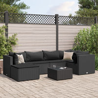 Thumbnail for 7-tlg. Garten-Lounge-Set mit Kissen Schwarz Poly Rattan