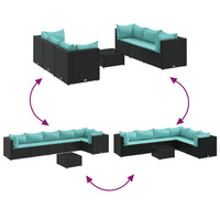 Thumbnail for 7-tlg. Garten-Lounge-Set mit Kissen Schwarz Poly Rattan
