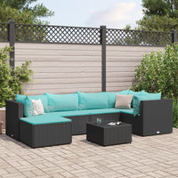 Thumbnail for 7-tlg. Garten-Lounge-Set mit Kissen Schwarz Poly Rattan