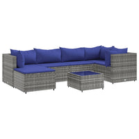 Thumbnail for 7-tlg. Garten-Lounge-Set mit Kissen Grau Poly Rattan