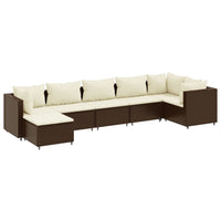 Thumbnail for 7-tlg. Garten-Lounge-Set mit Kissen Braun Poly Rattan
