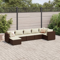 Thumbnail for 7-tlg. Garten-Lounge-Set mit Kissen Braun Poly Rattan