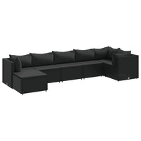 Thumbnail for 7-tlg. Garten-Lounge-Set mit Kissen Schwarz Poly Rattan