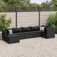 Thumbnail for 7-tlg. Garten-Lounge-Set mit Kissen Schwarz Poly Rattan