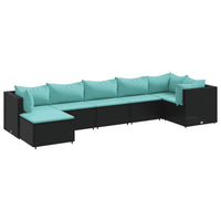 Thumbnail for 7-tlg. Garten-Lounge-Set mit Kissen Schwarz Poly Rattan