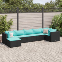 Thumbnail for 7-tlg. Garten-Lounge-Set mit Kissen Schwarz Poly Rattan