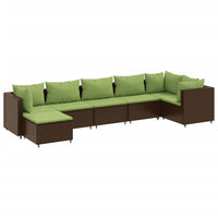 Thumbnail for 7-tlg. Garten-Lounge-Set mit Kissen Braun Poly Rattan