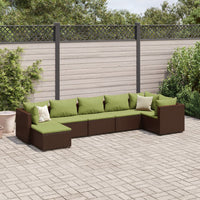 Thumbnail for 7-tlg. Garten-Lounge-Set mit Kissen Braun Poly Rattan