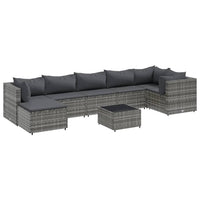 Thumbnail for 8-tlg. Garten-Lounge-Set mit Kissen Grau Poly Rattan