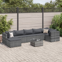 Thumbnail for 8-tlg. Garten-Lounge-Set mit Kissen Grau Poly Rattan