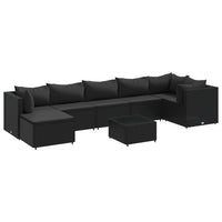 Thumbnail for 8-tlg. Garten-Lounge-Set mit Kissen Schwarz Poly Rattan