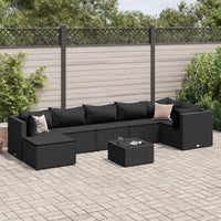 Thumbnail for 8-tlg. Garten-Lounge-Set mit Kissen Schwarz Poly Rattan