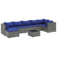 Thumbnail for 8-tlg. Garten-Lounge-Set mit Kissen Grau Poly Rattan