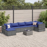 Thumbnail for 8-tlg. Garten-Lounge-Set mit Kissen Grau Poly Rattan