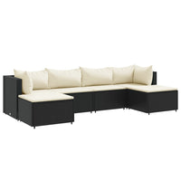 Thumbnail for 6-tlg. Garten-Lounge-Set mit Kissen Schwarz Poly Rattan