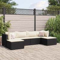 Thumbnail for 6-tlg. Garten-Lounge-Set mit Kissen Schwarz Poly Rattan