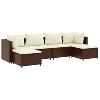 Thumbnail for 6-tlg. Garten-Lounge-Set mit Kissen Braun Poly Rattan