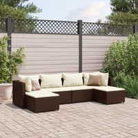 Thumbnail for 6-tlg. Garten-Lounge-Set mit Kissen Braun Poly Rattan