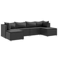 Thumbnail for 6-tlg. Garten-Lounge-Set mit Kissen Schwarz Poly Rattan