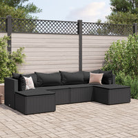 Thumbnail for 6-tlg. Garten-Lounge-Set mit Kissen Schwarz Poly Rattan