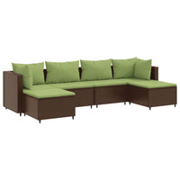 Thumbnail for 6-tlg. Garten-Lounge-Set mit Kissen Braun Poly Rattan