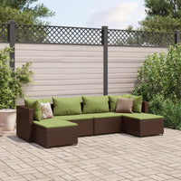 Thumbnail for 6-tlg. Garten-Lounge-Set mit Kissen Braun Poly Rattan
