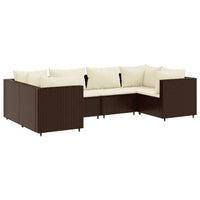 Thumbnail for 6-tlg. Garten-Lounge-Set mit Kissen Braun Poly Rattan