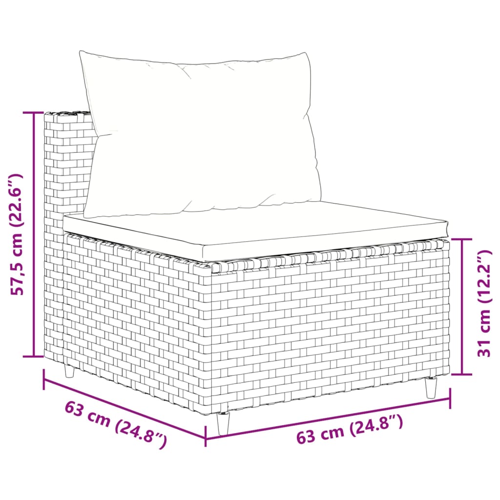 6-tlg. Garten-Lounge-Set mit Kissen Braun Poly Rattan