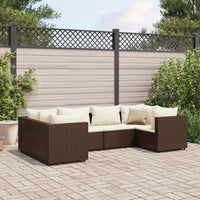 Thumbnail for 6-tlg. Garten-Lounge-Set mit Kissen Braun Poly Rattan
