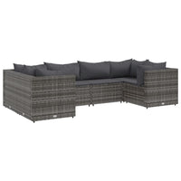 Thumbnail for 6-tlg. Garten-Lounge-Set mit Kissen Grau Poly Rattan