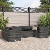 Thumbnail for 6-tlg. Garten-Lounge-Set mit Kissen Grau Poly Rattan