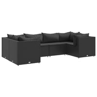 Thumbnail for 6-tlg. Garten-Lounge-Set mit Kissen Schwarz Poly Rattan