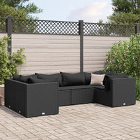 Thumbnail for 6-tlg. Garten-Lounge-Set mit Kissen Schwarz Poly Rattan