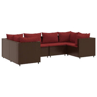 Thumbnail for 6-tlg. Garten-Lounge-Set mit Kissen Braun Poly Rattan