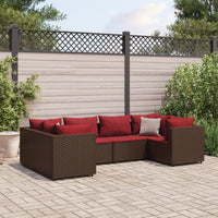Thumbnail for 6-tlg. Garten-Lounge-Set mit Kissen Braun Poly Rattan