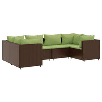 Thumbnail for 6-tlg. Garten-Lounge-Set mit Kissen Braun Poly Rattan
