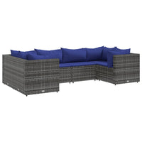 Thumbnail for 6-tlg. Garten-Lounge-Set mit Kissen Grau Poly Rattan