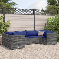 Thumbnail for 6-tlg. Garten-Lounge-Set mit Kissen Grau Poly Rattan