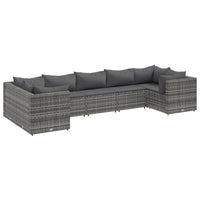 Thumbnail for 7-tlg. Garten-Lounge-Set mit Kissen Grau Poly Rattan