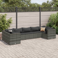 Thumbnail for 7-tlg. Garten-Lounge-Set mit Kissen Grau Poly Rattan
