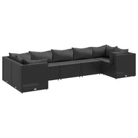 Thumbnail for 7-tlg. Garten-Lounge-Set mit Kissen Schwarz Poly Rattan