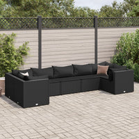 Thumbnail for 7-tlg. Garten-Lounge-Set mit Kissen Schwarz Poly Rattan
