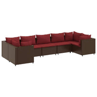 Thumbnail for 7-tlg. Garten-Lounge-Set mit Kissen Braun Poly Rattan
