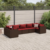 Thumbnail for 7-tlg. Garten-Lounge-Set mit Kissen Braun Poly Rattan