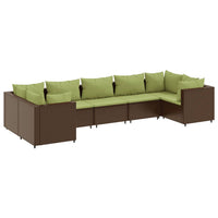 Thumbnail for 7-tlg. Garten-Lounge-Set mit Kissen Braun Poly Rattan