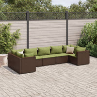 Thumbnail for 7-tlg. Garten-Lounge-Set mit Kissen Braun Poly Rattan